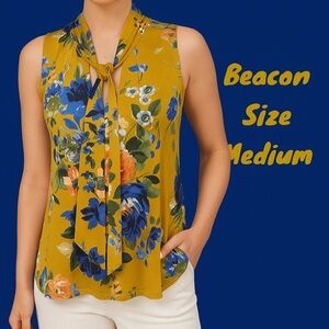 BEACON SLEEVELESS TOP WITH NECK TIE IN SIZE MEDIUM VERY GENTLY WORN